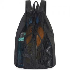 Custom Foldable Drawstring Gym Backpack Bag Black For Sports Dance Swimming Gear