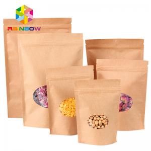 China k Stand Up Pouch Kraft Brown Paper Bag For Dry Fruit Nut Candy Packaging supplier