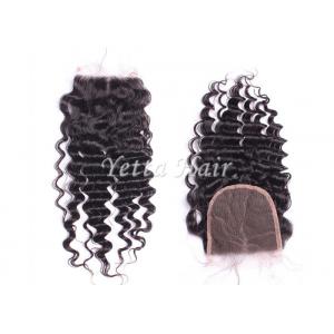 China Grade 7A Deep Wave Human Hair Lace Closure / Middle Parting Closure Real Hair supplier