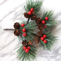 China Christmas Tree Fake Holiday Flowers Berry Pine Cone Branch Decorations on sale