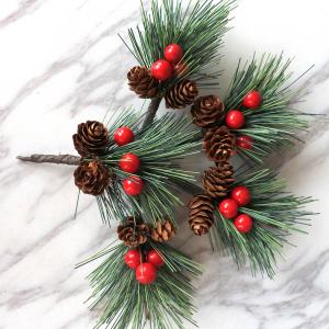 Christmas Tree Fake Holiday Flowers Berry Pine Cone Branch Decorations