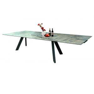 China Modern Extension Dining Table 3D Printed Texture Steel Frame 8-10 Person supplier