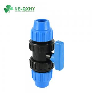 100% Material Injection Dark Blue PP Compression Fitting Ball Valve for Water Supply