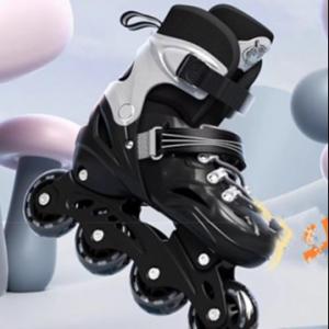 Black Multi Scene Skating Shoes 4 Wheel Multifunctional With PVC Outsole
