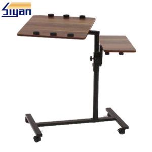 Foldable Overbed Table Swivel Top , Wood Grain Rotating Table Top