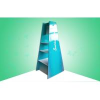 China 2 - Sided POP Corrugated Cardboard Display Ladder Shape With Shelves / Metal Hooks on sale