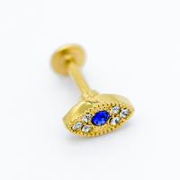 China Surgical Steel Vertical Labret Jewellery 8mm Gold Plated Labret Studs on sale