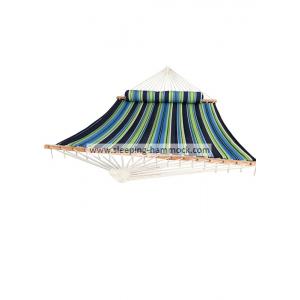 Woven Quilted Fabric Hammock With Pillow Long Bolster Green Blue White Stripe