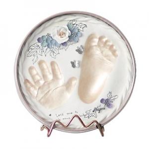 Modern Style Newborn Baby Keepsake Tin Kit For Kids Hand / Footprint Mental Stand