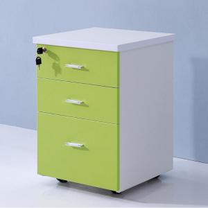China 3 Drawer Mobile File Cabinet Green Wooden Lockable Filing Cabinet supplier