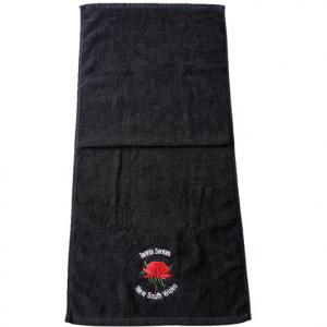 China custom 100% cotton embroidery logo gym towel sport towels black and white supplier