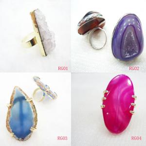 China Handmade Mix Color Druzy Jewelry Agate Ring 20 - 30 Mm Length For Women supplier