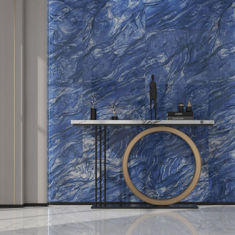 Blue Body Indoor Porcelain Tiles with 9mm Thickness and 800x2600mm Size for Unique Patterns