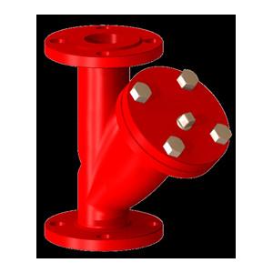 Red Ductile Iron Y Strainer With SS304 Screen Filter And Plug , Drain Hole DN 50