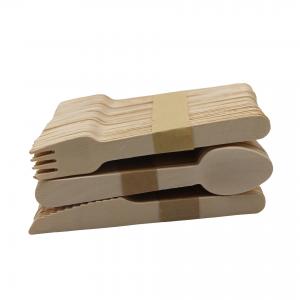 China Biodegradable Tableware Cutlery Set , Barbecue Wooden Forks And Spoons Disposable wholesale