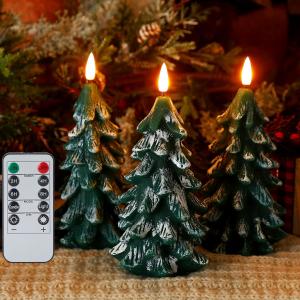 Versatile Flameless Taper Candles Real Wax Christmas Tree Candles