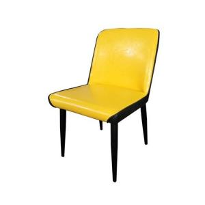 Yellow Modern Leather Dining Chairs For Salon Bar