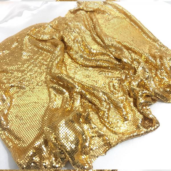 Fashion Gold Metal Mesh Fabric Metallic Cloth Sequin Use For Apparel Table