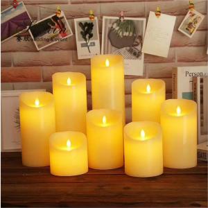 Good quality event decoration real wax dripping dancing flame LED pillar candle