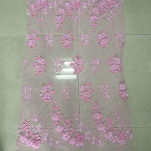 3D Flower Applique Embroidery Lace Fabric  with bead and rhinestone