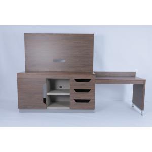 Modern Bedroom Custom Expansive Linear TV Panel And Desk Cabinet For Hilton Hotel