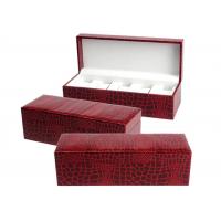 China Red Mens Luxury Watch Case , Rectangle MDF + Velvet Women'S Watch Case on sale