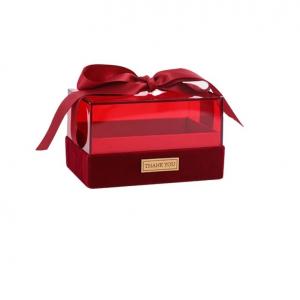 Paper Gift Packing Box with Ribbon Custom Acrylic Cover Lid Transparent Chocolate Box