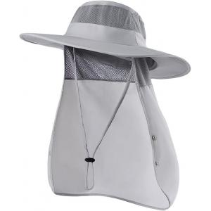 Fishing Hat for Men，Outdoor Sun Hat UPF50+ Mesh Wide Brim Fishing Hat with Neck Flap