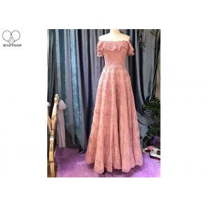 Beautiful A Line Ball Gown , A Line Pink Prom Dress Off Shoulder Back Zipper