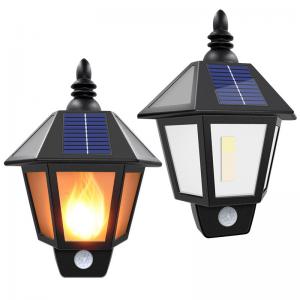 China Motion Sensor Solar Power Outdoor Flame Flickering Wall Mount LED Light for Garden Landscape Security Lighting Lamp supplier