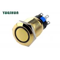 China Gold Plated Brass Push Button Switch Illuminated Flat Round Head Easy Assemble on sale