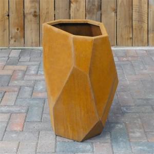 Outdoor Corten Steel Planters Metal Circle Statue Succulent Flowers Pot