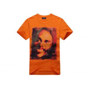 China Orange Cotton Printed T - Shirts Short Sleeve Side - Seamed Sublimation Logo supplier