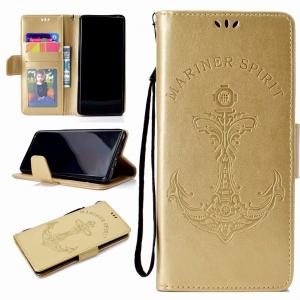 Samsung Note 8 Embossed Mermaid Mariner Spirit Leather Wallet Case with wristlet strap