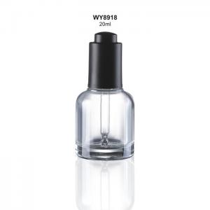 China 20ml Round Shoulder Glass Custom Dropper Bottles With Plastic Black Dropper For Serum supplier