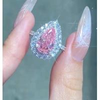 China Pear Cut Pink Diamond Engagement Ring Wedding 18K White Gold CVD Diamond Ring on sale