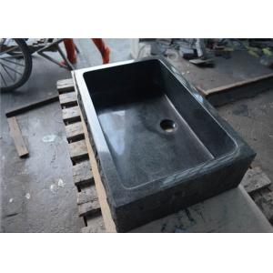 Dark Grey Granite Bathroom Basin , High End Rectangular Stone Sink
