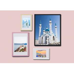 China Customized Size Wooden Picture Frames Colored Home Wall Display With Hanger supplier