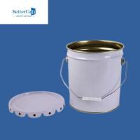 China White 5 Gallon Steel Bucket , Recycling Old Paint Tins For Packing Marine Coating on sale