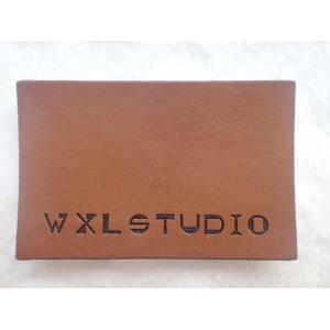 Personalized Logo Garment Leather Patch Embossed Black Logo Leather Label