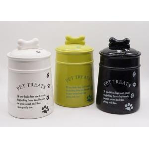 Ceramic Personalized Dog Treat Jar , Pet Food Canister With Decal Silicone Sealed