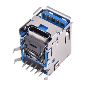 China Dual Port USB 3.0 Type A Type-C Female Socket Jack PCB Board Connector For Laptop Computer wholesale