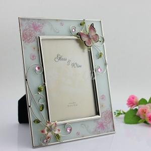 Shinny Gifts Wedding Glass Photo Frame Butterfly Design Family Photo Frame