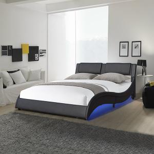 Wave Shaped LED Bed Frame Cushion Platform Bed Frame With Adjustable LED Light