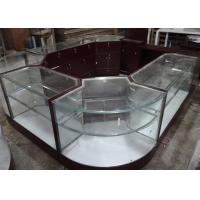 China Crystal Tempered Glass Jewelry Kiosk Furniture Full View Round Shape With Lights on sale