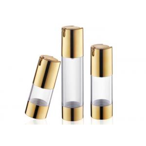 China Matte Silver Acrylic Cosmetic Airless Bottle , 1oz 3oz Gold Lotion Pump Spray Bottle supplier