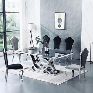 China Medium Size Square Tempered Glass Dining Table And Chair Set supplier
