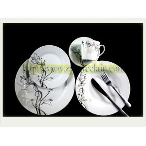 China porcelain dinner set round shape (ceramic, white with decal) supplier