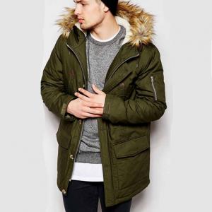 Custom Winter Warm Military Parka Jacket Mens Fleece Lined Bomber Jacket Khaki