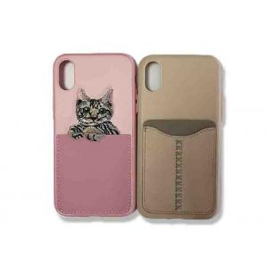 China Pocket Back Cell Phone Silicone Cases for iPhone X Case Protecting Pink / Khaki Color supplier